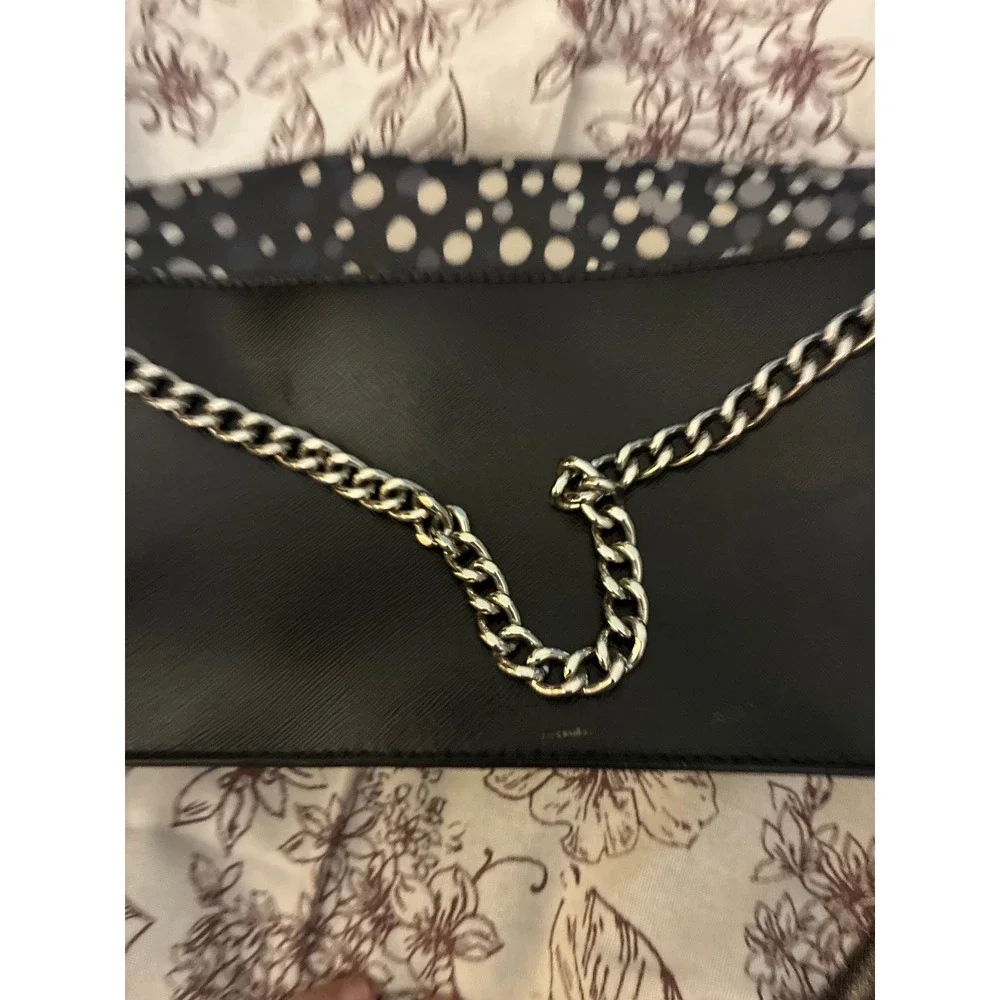 Kate Spade New York Polka Dot Saffiano Leather Crossbody Bag Black Silver